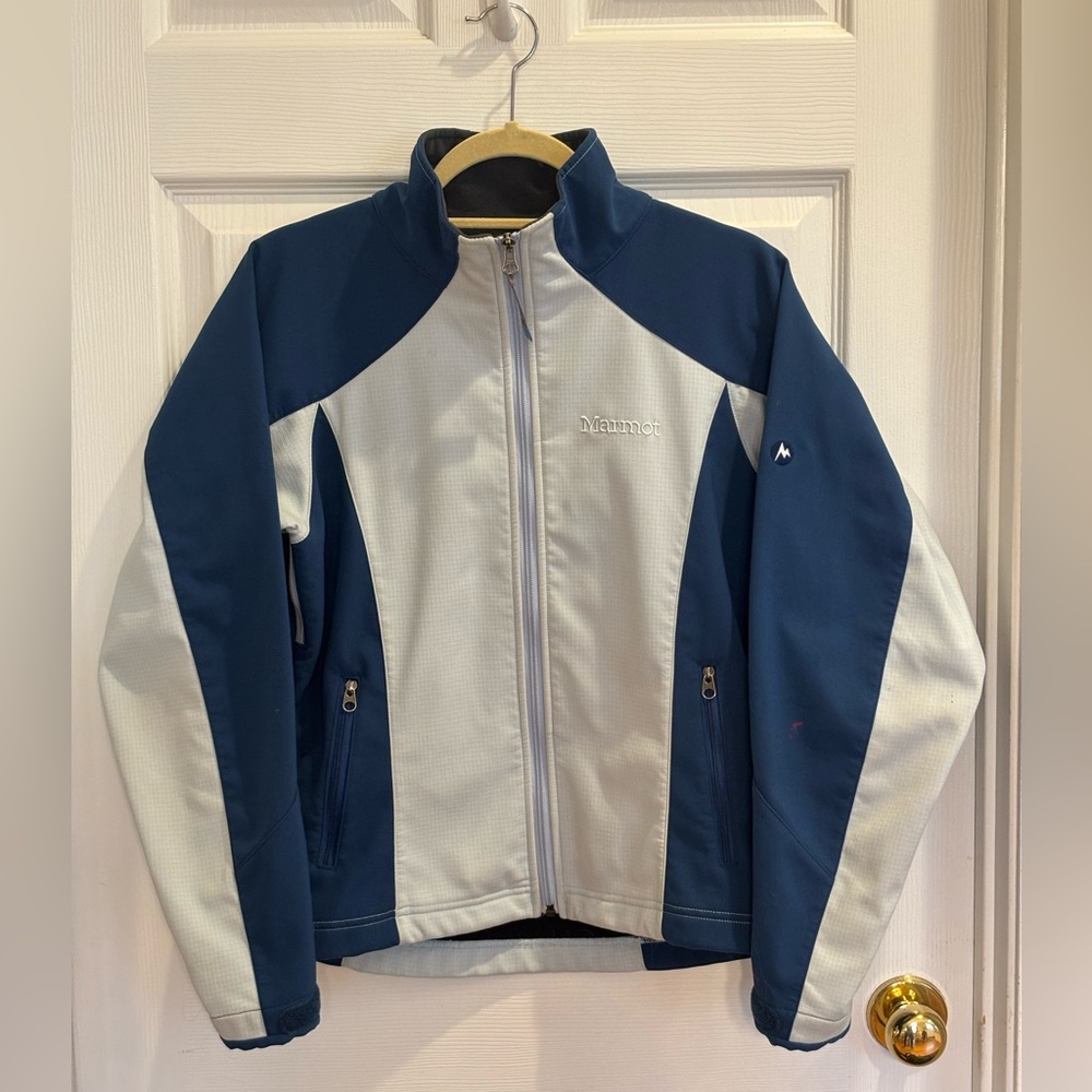 Marmot Women’s Softshell Fleece Lined Full Zip Jacket - Blue/White